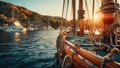 Wooden sailboat in the port