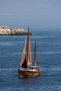 Old wooden sailboat near Brac island, Croatia