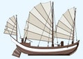 Wooden sailboat vector image