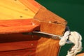 Wooden sailing boat, nostalgic, in summer on the lake, called Lateiner, a old sail boat