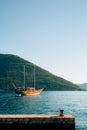 Wooden sailing ship. Montenegro, Bay of Kotor Royalty Free Stock Photo