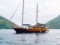 Wooden sailing ship. Montenegro, Bay of Kotor Royalty Free Stock Photo