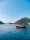 Wooden sailing ship. Montenegro, Bay of Kotor Royalty Free Stock Photo