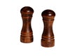 Wooden salt and pepper shaker old style, antique, isolated, front view Royalty Free Stock Photo