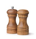 Wooden salt shaker and pepper mill Royalty Free Stock Photo