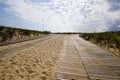 Wooden sand pathway access to Cap Ferret sea atlantic beach coast in gironde france Royalty Free Stock Photo