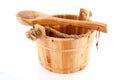 Wooden sauna bucket Royalty Free Stock Photo