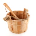 Wooden sauna bucket Royalty Free Stock Photo