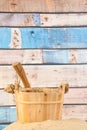 Wooden sauna bucket Royalty Free Stock Photo