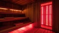 Infrared Sauna Interior in Red Light Royalty Free Stock Photo