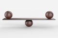 Wooden scale balancing two big wodden balls