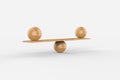 Wooden scale balancing two big wodden balls