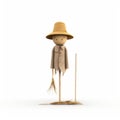 Minimalistic Farm Scarecrow Toy Isolated On White Background