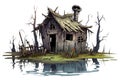 House on swamps illustration Royalty Free Stock Photo