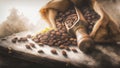 Wooden Scoop with Coffee Beans Royalty Free Stock Photo