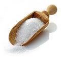 Wooden scoop with white sugar