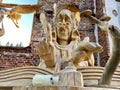 Wooden sculpture angel secretary. Lahdenpohja city, Republic of Karelia