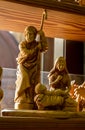 Wooden sculpture of the baby Jesus, Virgin Mary and Joseph Royalty Free Stock Photo