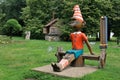 Wooden sculpture of Buratino Pinocchio