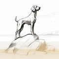 Dog Drawing On Rock: Classical Proportions With Low Depth Of Field