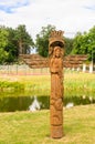 A wooden sculpture on the territory of the church of of the Holy Trinity. Liskiava Royalty Free Stock Photo