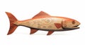 Native American Inspired Wood Fish Sculpture On White Background