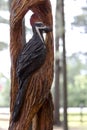 Wooden Sculpture of a Woodpecker Royalty Free Stock Photo