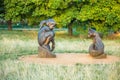 Wooden sculptures - girl and fox