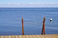 Wooden sea access walkway leading to sand beach atlantic ocean horizon in Arcachon bay in france Royalty Free Stock Photo