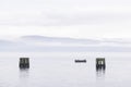 Wooden sea posts for sea ship safety at port dock