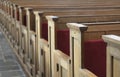 Wooden seats in church