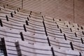 Wooden seats on the tribune of the Helsinki Olympic Stadium