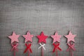 Wooden shabby christmas background with red and white checkered Royalty Free Stock Photo