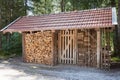 Wooden shack used for storage of firewood