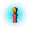 Wooden shaving brush icon, comics style