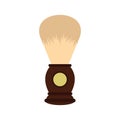 Wooden shaving brush icon, flat style