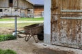 A wooden shed on a farm plot in the village Royalty Free Stock Photo