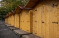 Wooden sheds for rental and use in Christmas market