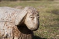 Wooden sheep sculpture