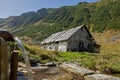 Wooden sheepfold in Carpathians mountains