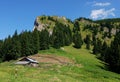 Wooden sheepfold in mountains Royalty Free Stock Photo