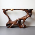 Unusual Wood Console Table With Surreal Organic Shapes And Algorithmic Artistry