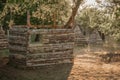 Wooden shelter on polygon