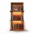 Wooden Bookcase Wall Sconce: Lifelike 3d Rendering On White Background Royalty Free Stock Photo