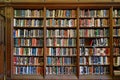 Shelf of library books