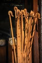 Wooden shepherd`s walking stick typical in Northern Greece