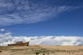 Wooden ship in the desert Royalty Free Stock Photo