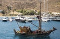 Wooden ship near the Ios island