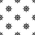 Wooden ship steering wheel icon in black style isolated on white. Pirates pattern.