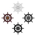 Wooden ship steering wheel icon in cartoon,black style isolated on white background. Pirates symbol stock vector Royalty Free Stock Photo